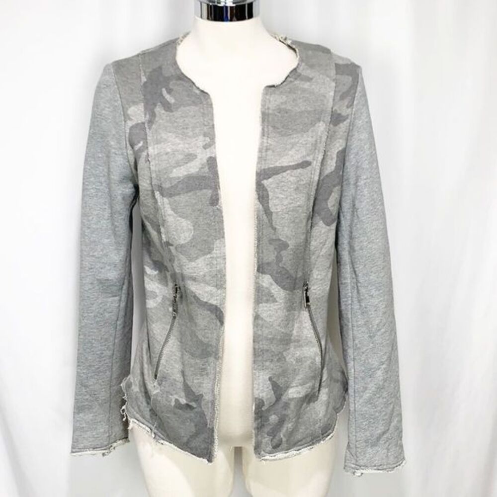 DREW Grey Camo Open Front Jacket XS